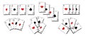 Set of different combination of playing cards with aces. Torn cards. Old Poker cards with heart, spade, club and diamond. Royalty Free Stock Photo