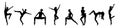 Set Of Different Contemporary Dance Poses. Black Silhouettes On White