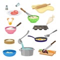 Set of different cooking processes. Vector illustration.