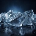 Set of different crushed ice pieces, isolated on black background. Royalty Free Stock Photo