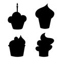 Set of different cupcakes silhouette. Dessert vector illustration design