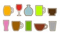 Set of different cups with different drinks - vector