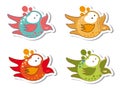 Set of different cute birds stickers