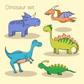 Set of different cute dinosaurs