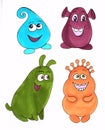 Set of different cute funny cartoon monsters Royalty Free Stock Photo