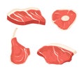 Set different cuts of meats. Pictures for concept of farmer`s market and shop.