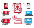 Set of different Cyber virus logo.