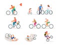 Set of different cyclist.