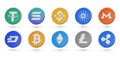 Set with different 3D vector crypto coins. Cryptocurrency symbols, 3D vector icons isolated on a white background Royalty Free Stock Photo