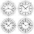Set of different decorated clock faces