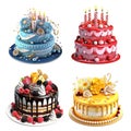 Set of different delicious cakes