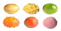 Set with different delicious exotic fruits on white background. Banner design Royalty Free Stock Photo