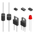 Set of different diodes in 3D, vector illustration. Royalty Free Stock Photo