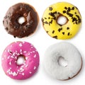 Set of different donuts top view isolated on white background Royalty Free Stock Photo
