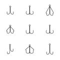 Set of different double and triple hooks, vector illustration Royalty Free Stock Photo