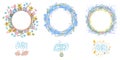 Set with different Easter festive wreathes. Round frames for your design