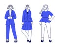 Set of different elegant wearing modern fashion people group of 3d character.