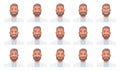 Set of different emotions of a bearded male doctor in a white coat. Facial expression of a handsome stylish man. Smile, happiness Royalty Free Stock Photo