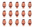 Set of different emotions of a bearded man. Facial expression. Smile, happiness, anger, sadness, surprise, fear, etc. Vector Royalty Free Stock Photo