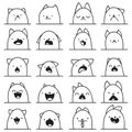 Set of 20 different emotions cat. Anime doodle design