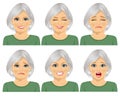 Set of different expressions of the same senior woman