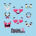 Set of different facial expression Vector Royalty Free Stock Photo
