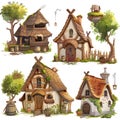 Set of different fantasy houses