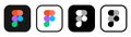 Set of different Figma mobile app icons, isolated on transparent background, vector illustration. Figma is a