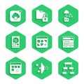 Set Different files, Filter setting, Hierarchy organogram chart, Search engine, Loading data window, Hard disk drive HDD Royalty Free Stock Photo