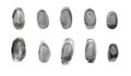Set of different fingerprints on background, top view Royalty Free Stock Photo