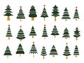 Set of different fir trees. Tree Merry Christmas Icon. Vector template for design, greeting card, invitation. Happy New Year. Royalty Free Stock Photo