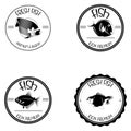 Set Of Different Fish Labels Isolated