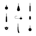Set of different fishing sinkers, vector illustration