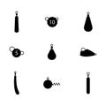 Set of different fishing sinkers, vector illustration