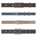 Set of different flat colored belts, vector illustration