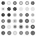 Set of different floral black patterns on a white background. Vector