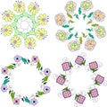 Set of different floral bouquets, floral frames vector clip art,colorful and bright floral wreath