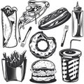 Set of different food elements for creating your own badges, logos, labels, posters etc.