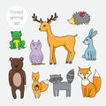 Set of different forest animals in cartoon style Royalty Free Stock Photo