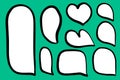 Set of different form speech bubbles heart hand drawn illustration on turquoise font Royalty Free Stock Photo