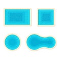 Set different forms swimming pools. Rectangular, square and a circular pool. Top view.