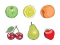 Set of different fruits