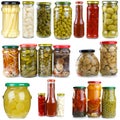 Set of different fruits & vegetablesin glass jars Royalty Free Stock Photo