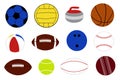 Set of different game balls Royalty Free Stock Photo