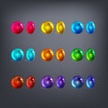 Set of different game cosmic gems. Royalty Free Stock Photo