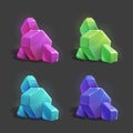 Set of different game resources cartoon crystals.