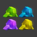 Set of different game resources cartoon crystals.