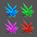 Set of different game resources cartoon crystals.