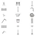 Set of different gardening tools. Garden items. Flat design illustration of items for gardening. Vector illustration. Royalty Free Stock Photo