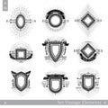 Set of different geometric shields with light ray Royalty Free Stock Photo